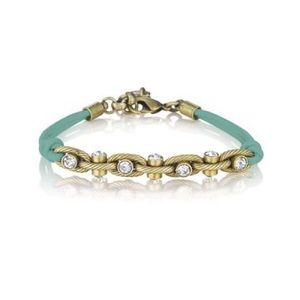 Jewelry - Turquoise Leather and Crystal Chain Bracelet Jewelry - Turquoise Leather and Crystal Chain Bracelet